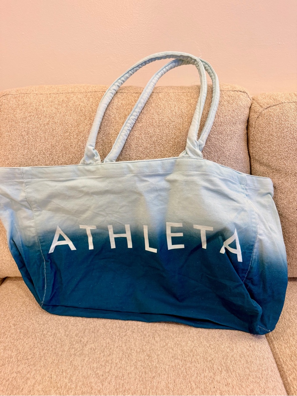 Athleta Ombre Light Blue to Deep Blue Canvas Tote